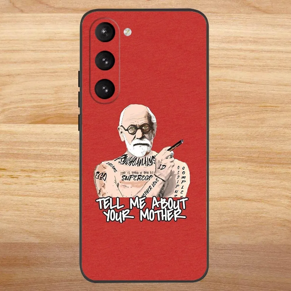 Sigmund Freud Psychoanalysis Phone Case For Samsung S23,23,22,30,21,10,9,Note20 Ultra,Lite,Ultra,5G,Plus,FE,Black Soft Case