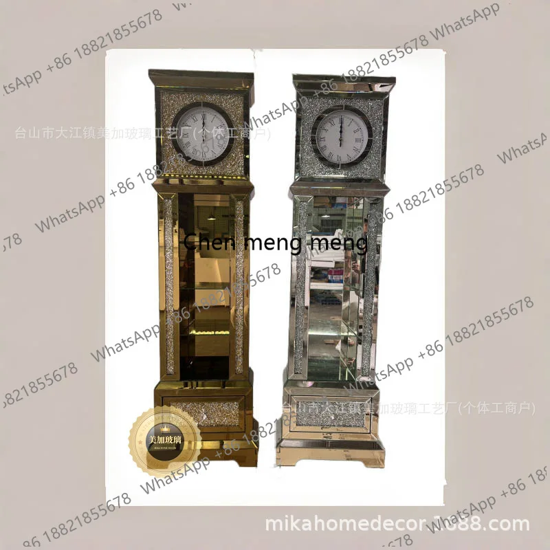 Light luxury European and American style broken diamonds, standing clock floor clock hotel lobby living room decoration