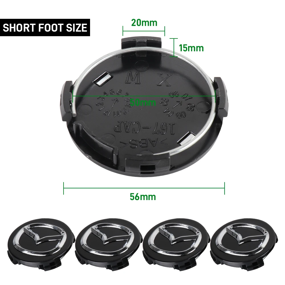 4PCS black Wheel Center Cap Logo Hubcap Emblem Badge Accessories For Mazda 3 6 BL BM GJ CX3 CX-5 CX-8 KE KF CX7 CX9 MX5