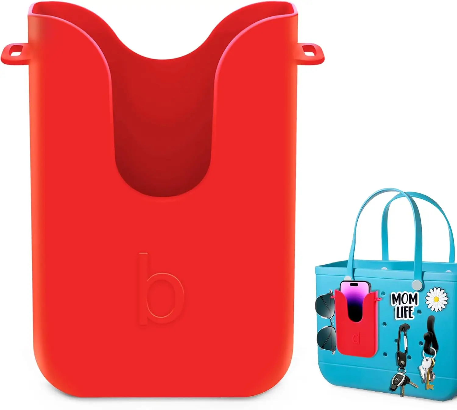 

Universal Silicone Phone Holder for Beach Totes with 2 Charms & Key Hooks, Waterproof Accessory