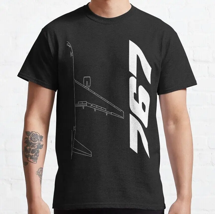 NEW Boeing 767 Silhouette Top View Classic Pilot Gift Retro T-Shirtt