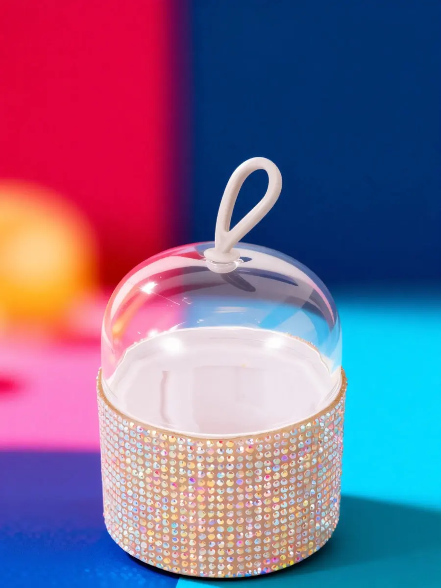 Dustproof Rhinestone Makeup Sponge Holder Case Portable Travel Friendly Egg Storage Box for Foundation Sponges Powder