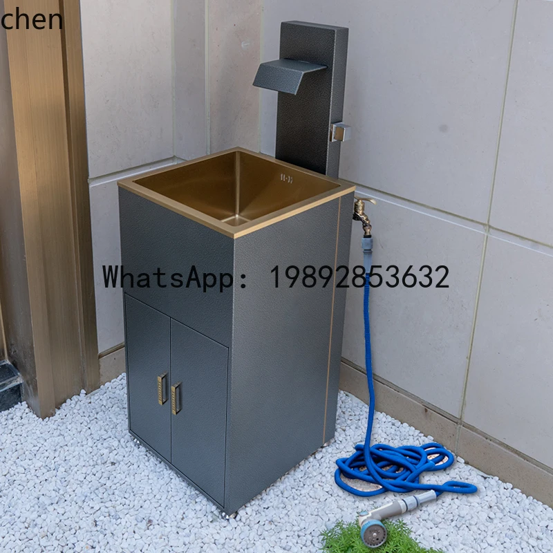 

outdoor wash basin courtyard column basin outdoor modern simple basin stainless steel garden multi-functional sink