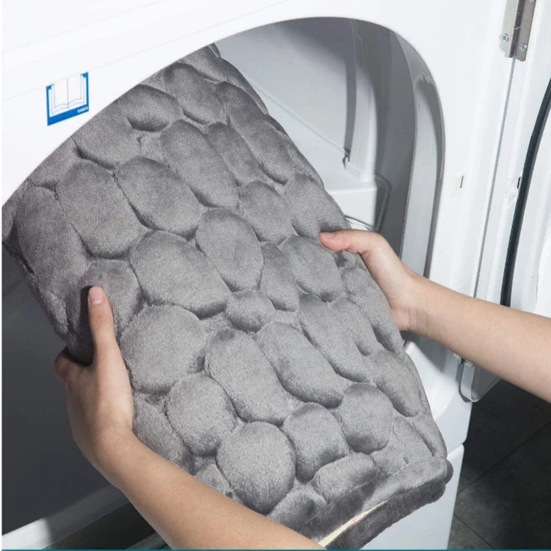 Soft Non-slip Carpets Bathroom Foot Mat Cobblestone Embossed Bath Mats Absorbent Doormat Quick Drying Memory Foam Foot Mat