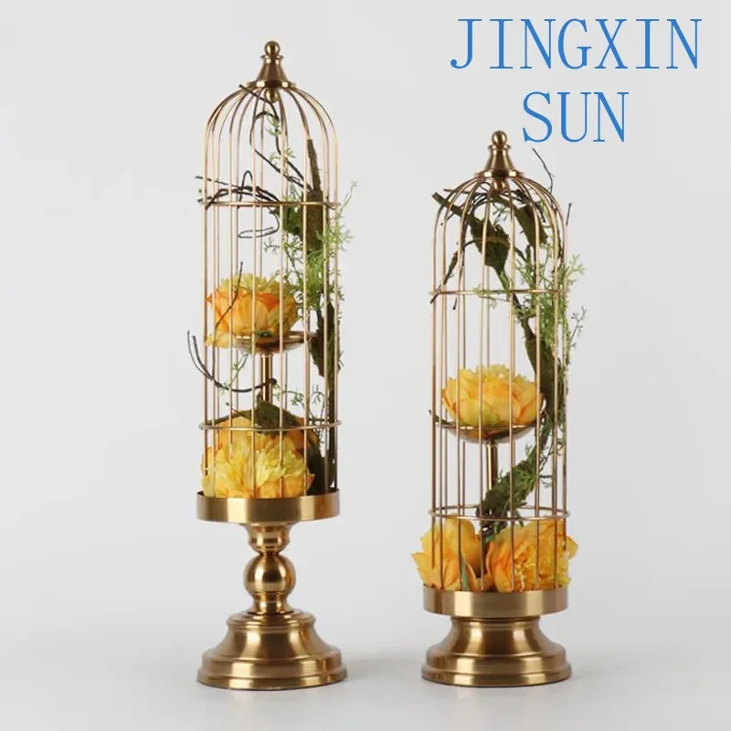 Birdcage Candle Holder Ornament New Chinese Metal Wrought Iron Dining Table Decoration