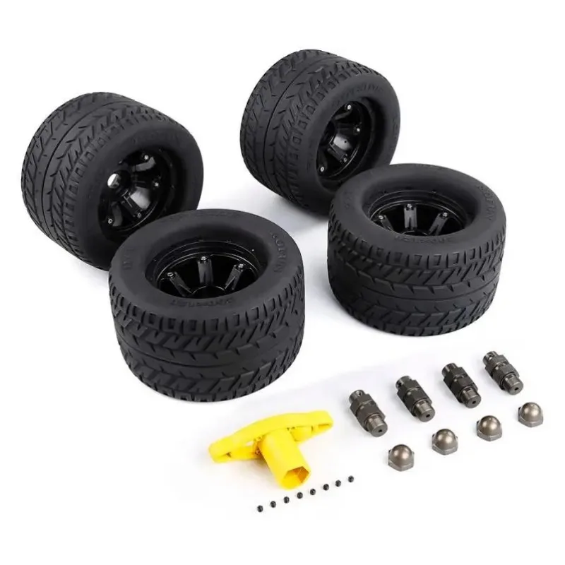 On-Road Tyre Wide Wheel Waterproof Wear Resistant Tire with Nut 24mm Adapter for 1/5 HPI Baja BM FG Monster Truck 220*105mm