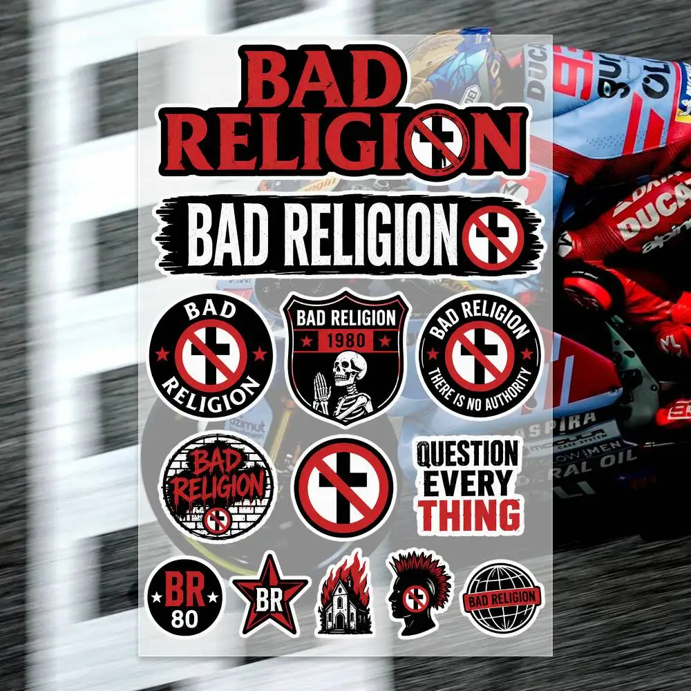 B-Bad R-Religion Stickers Moto Sticker Auto Body Bumper Windows Motorcycle Laptop Walls Vinyl Decal Car Tuning Accessories