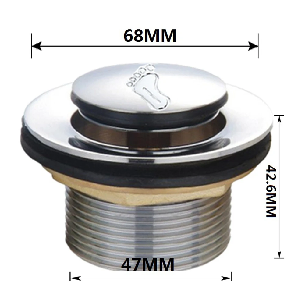 Shower Drain for Bathtub Alloy and Brass Construction with Smooth Push Button Seal for Effective Water Flow Management
