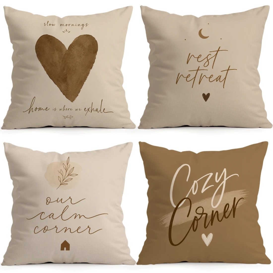 Milk Coffee Colored Love Pillowcase Printed Polyester 40/45/50cm Throw Pillowcover Decorative Sofa Cushion Pillowslip Home Decor