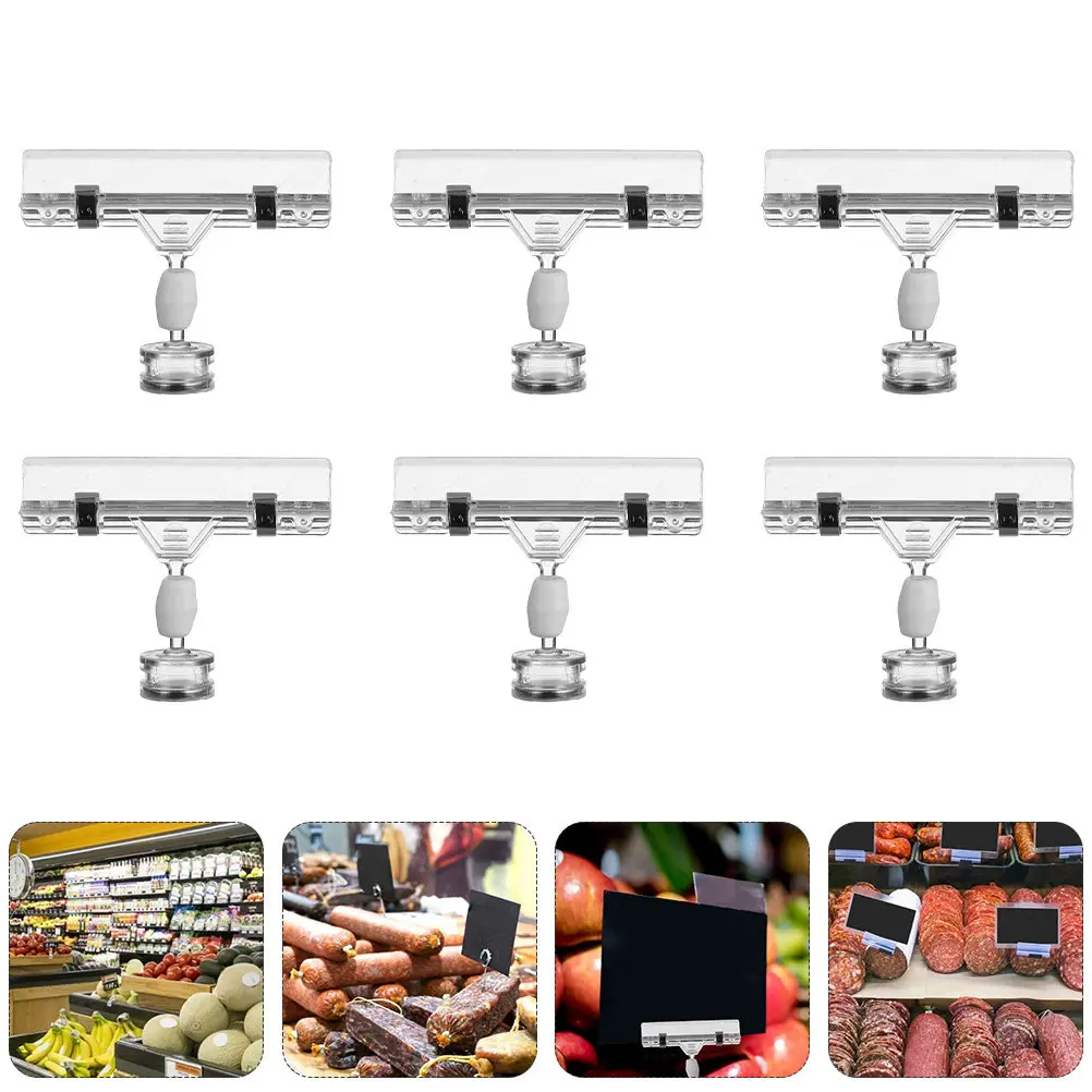 6Pcs Strong Magnet Price Tag Clip Easy Adjustable Quick Swap Display Tool for Shop Counter Chalkboard Sign Clip Label Holder