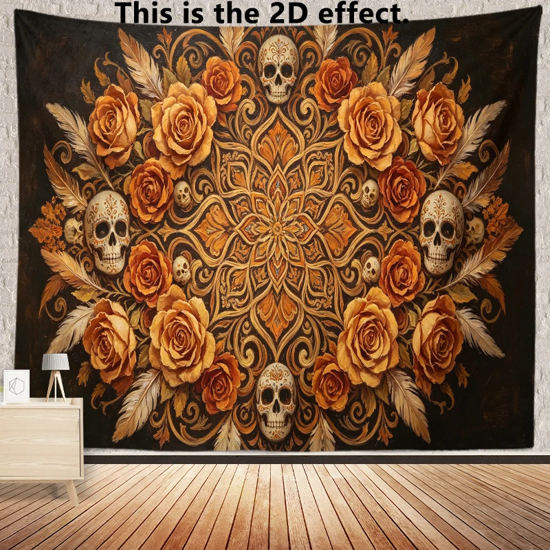 Skull Rose Boho Background Cloth Hanging Cloth Bedroom Bedside Decorative Wall Cloth Dormitory Tapestry