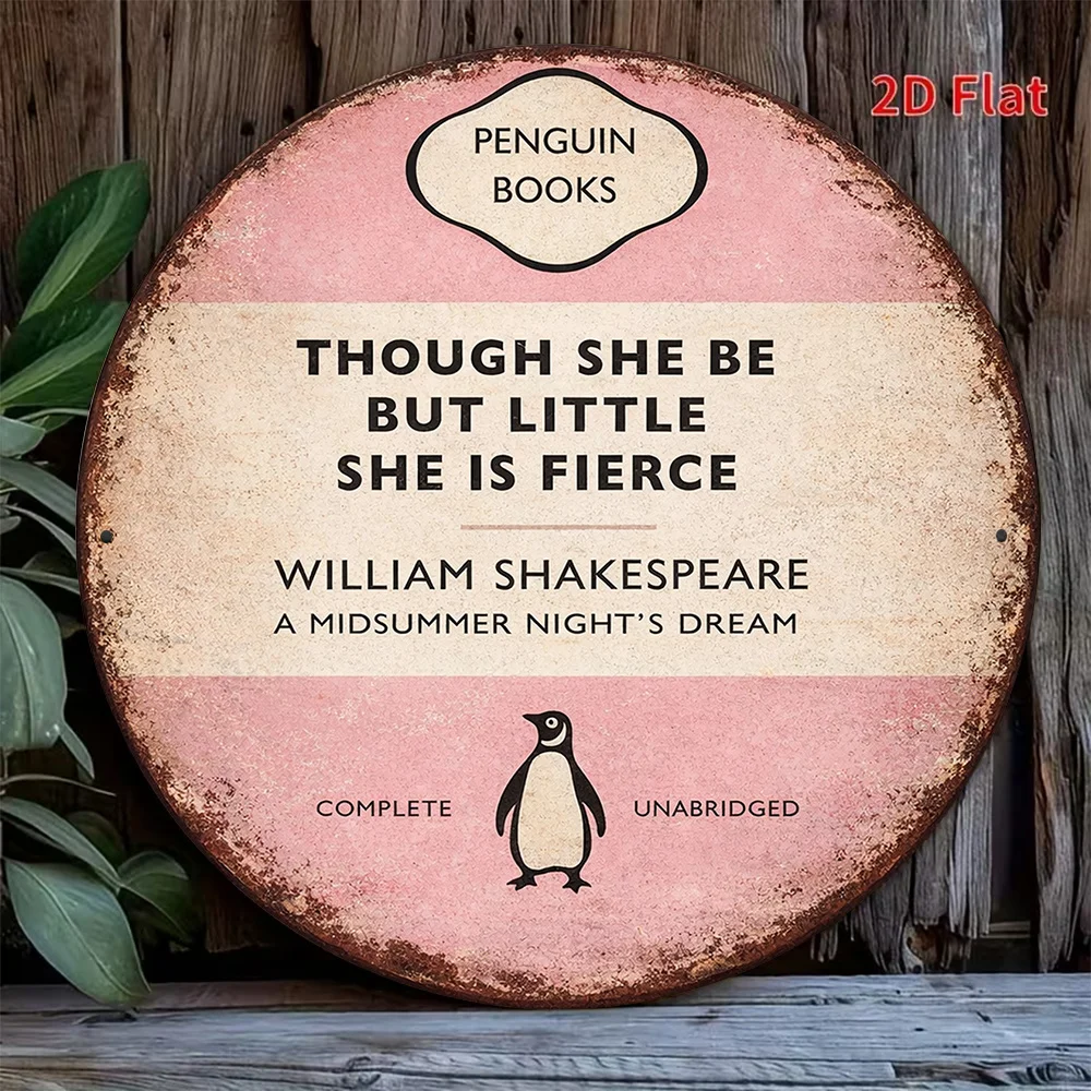 [Vintage Shakespeare Plaque] Vintage 1pc 8x8In/20x20Cm 2D Flat Round Sign | Shakespeare 