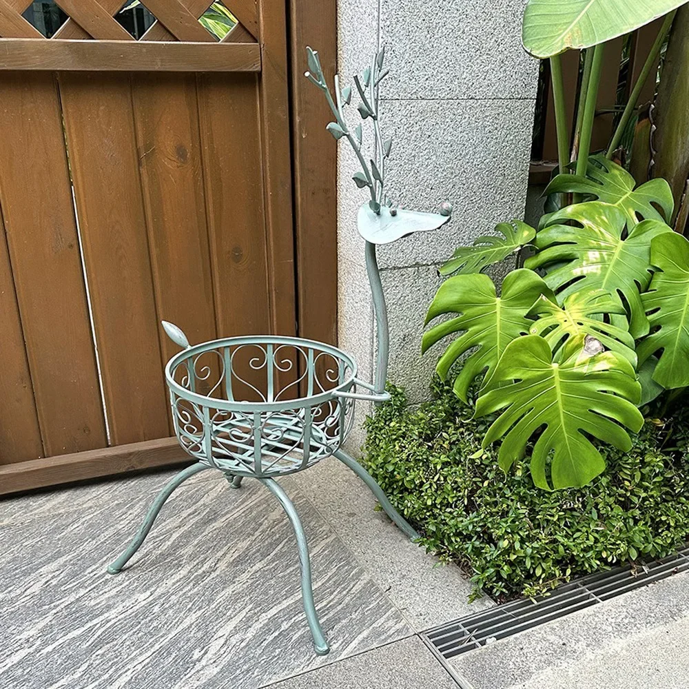 Christmas wrought iron deer flower pot living room balcony indoor succulent green plant flower pot modern creativity