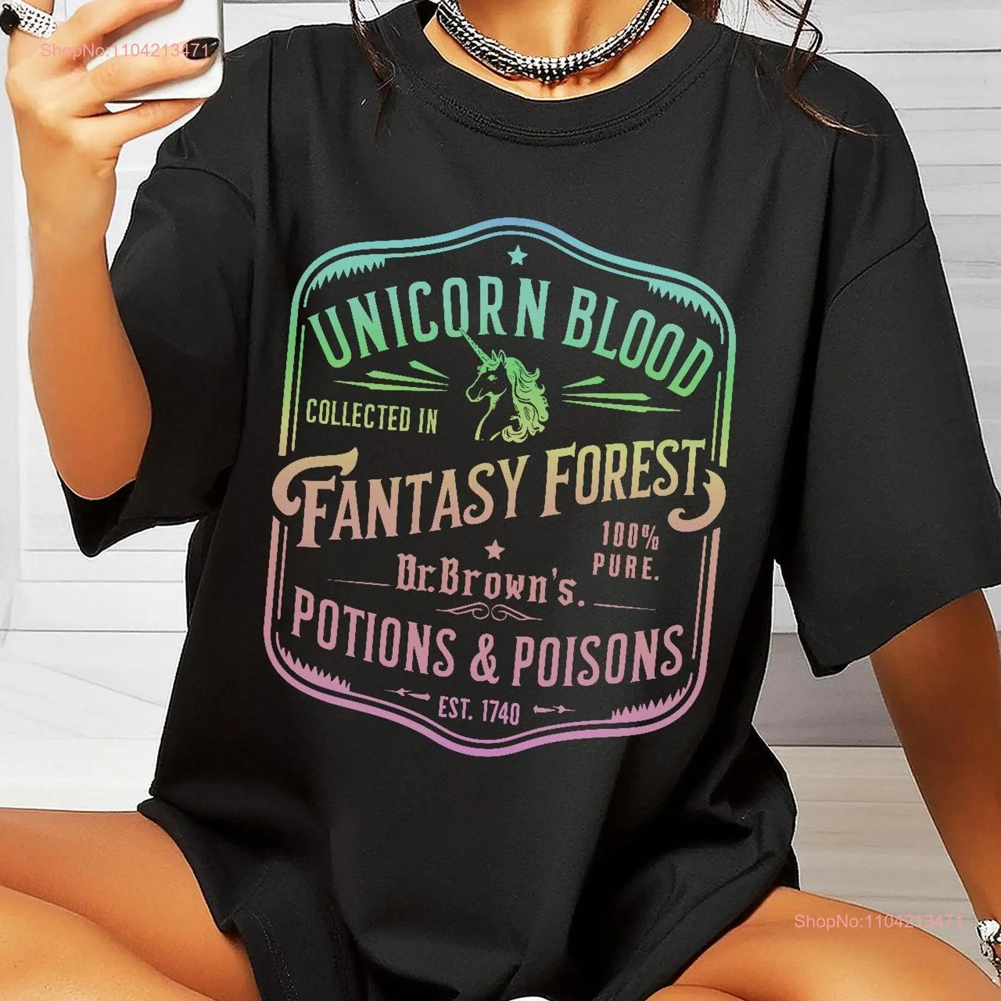 Vintage Halloween T Shirt Potion Label Comfort Colors Fall Cute Witchy Top Unicorn Mystical Spooky Season