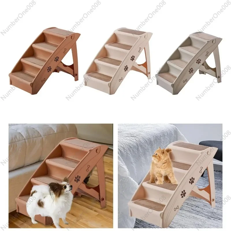 Foldable Dog Stairs Steps Pet Ladder Kitten Kitty Non Slip Platform Puppy Climbing Cat Ramp for Tall Bed Car Couch Sofa Play