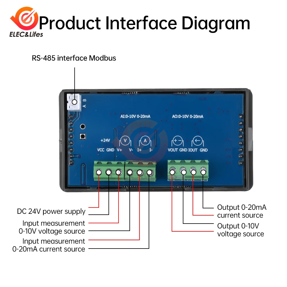 DC 24V 0/4-20mA High Precision LCD Digital Signal Generator Current Source Analog Input/output Measurement With Modbus