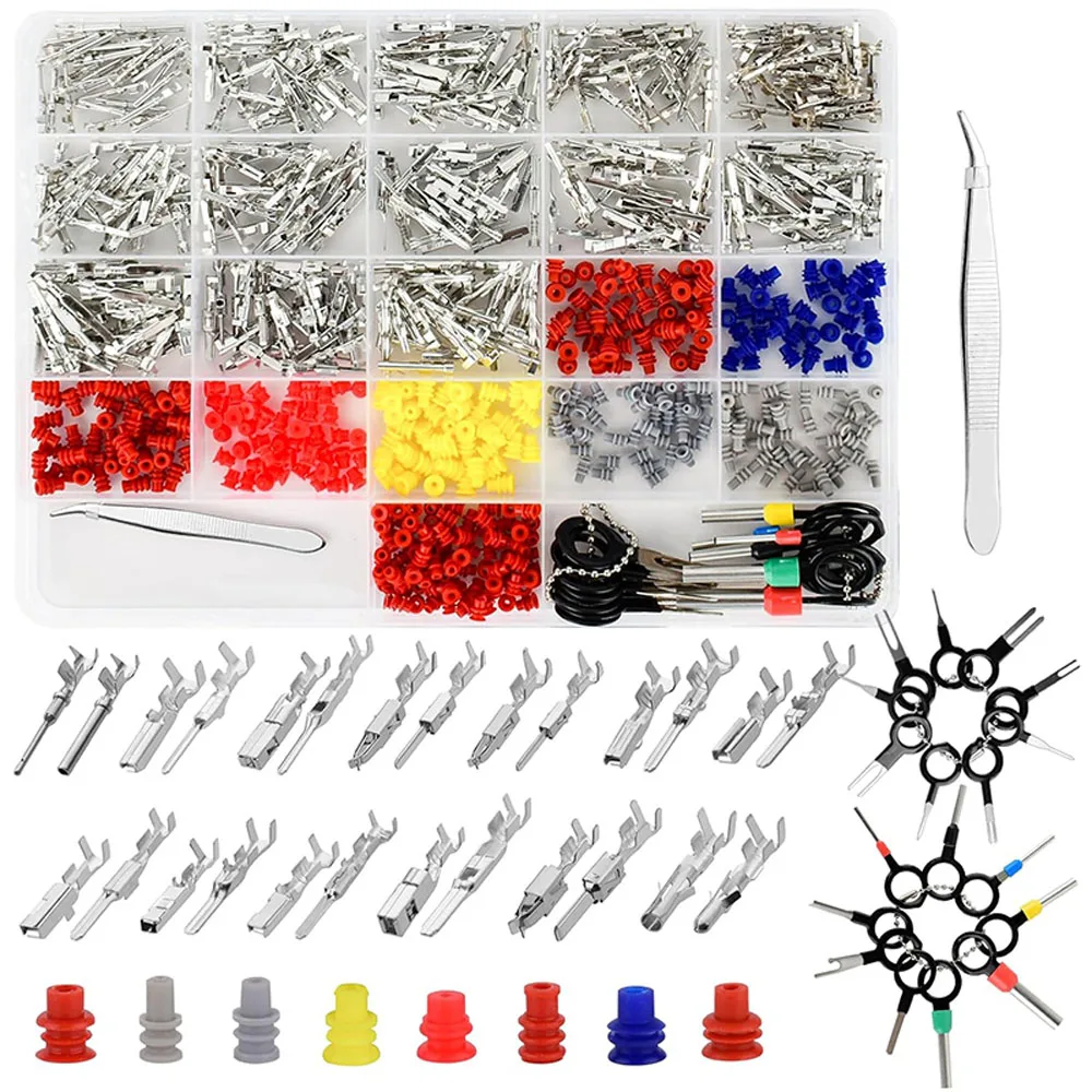 769Pcs Automotive Pin Connectors Kit 26 Types 1/1.5/1.8/2.2/2.8/3.5mm Connector Pins Terminal Removal Male Female Crimp Pin