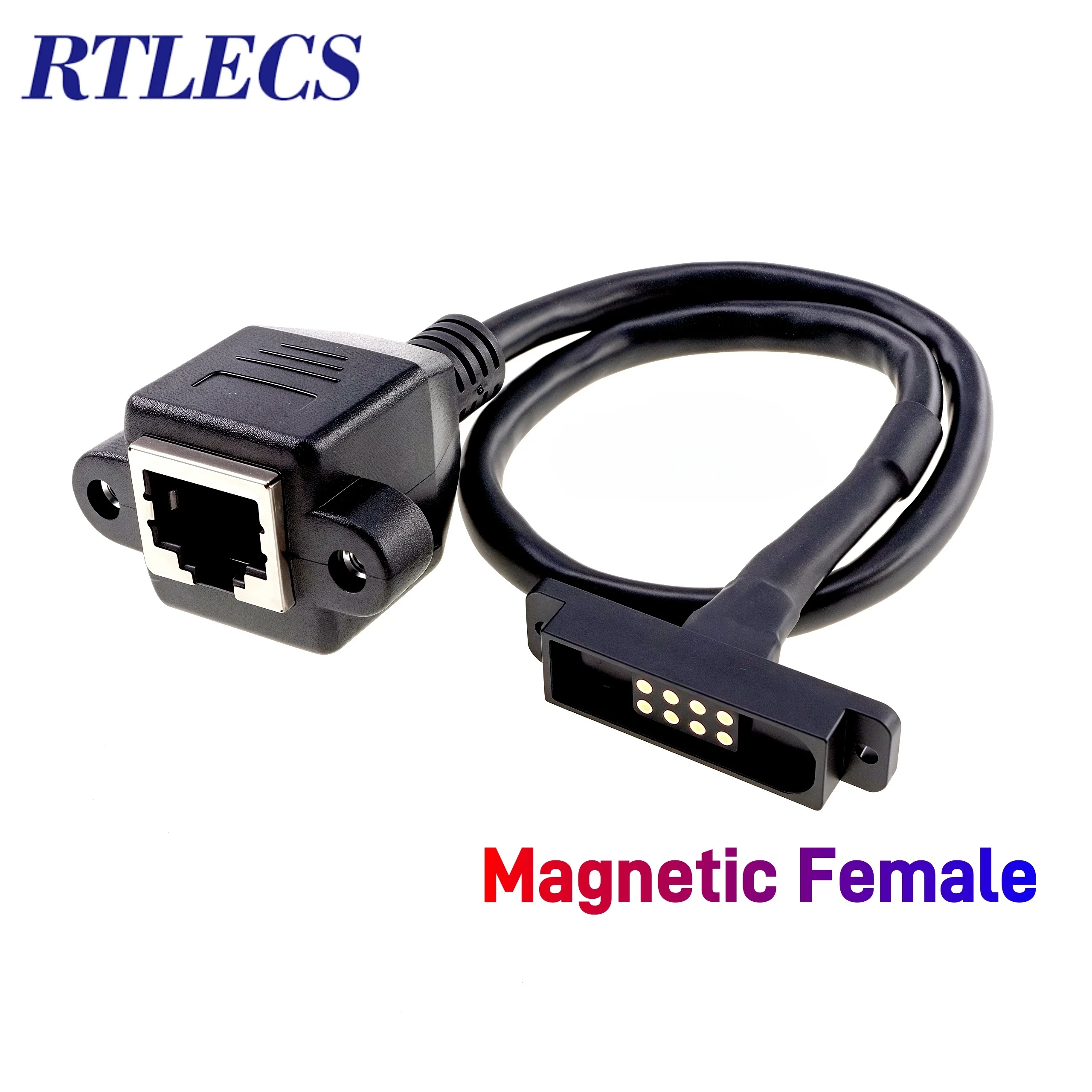 1 Pair RJ45 Cat5 Extend Wire Magnetic Network Lan Cable Pogo Pin Connector Male Female For Computer Laptop Networking 10Gbps