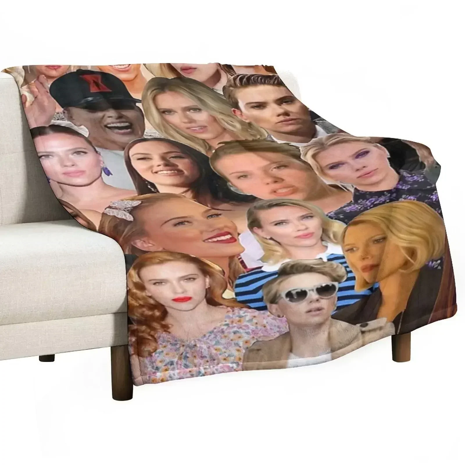 Scarlett Johansson Photo Collage Throw Blanket Shaggy Large Thins warm winter Luxury Blankets