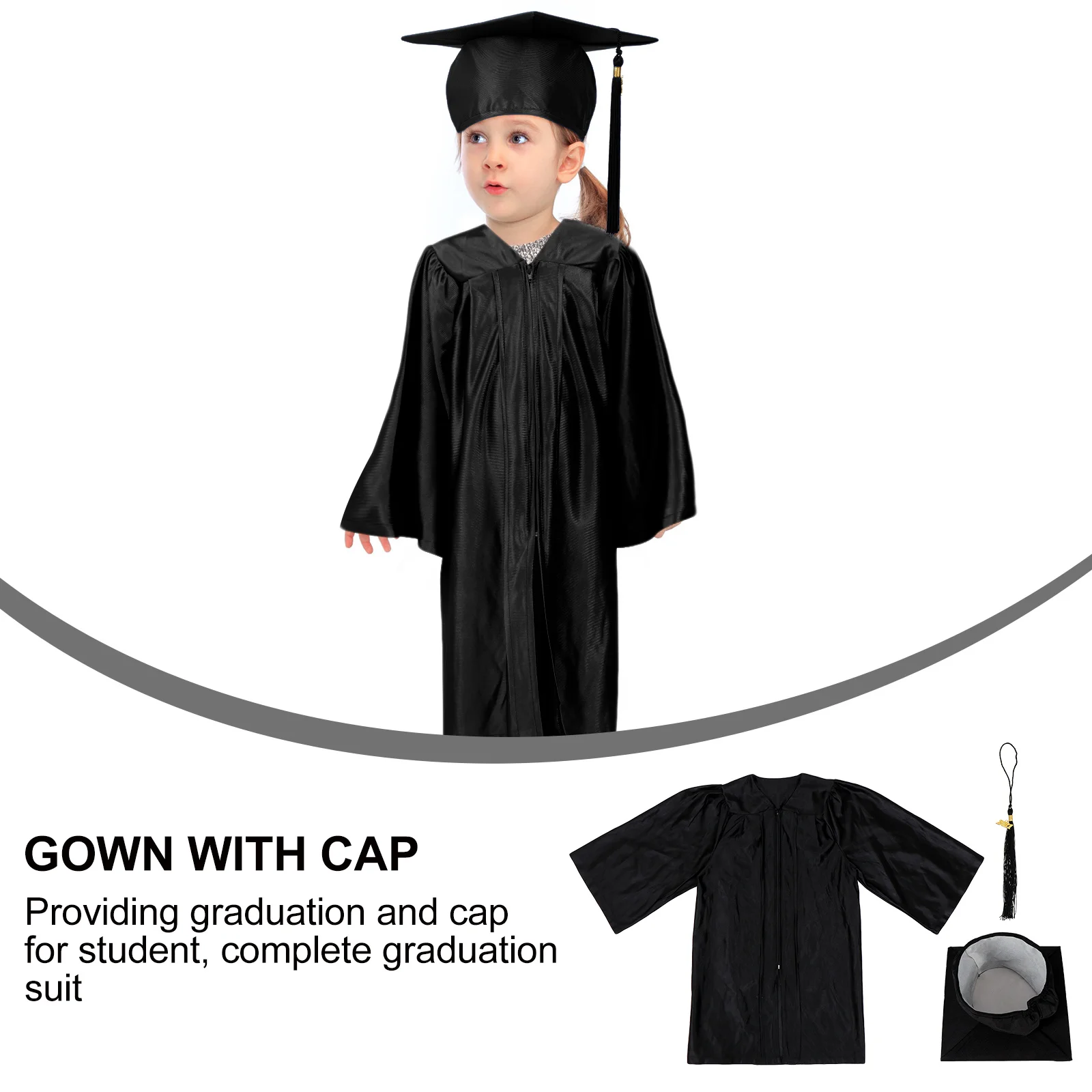 1 Set Abschlusskleid, Mütze, Doktor-Robe für Kinder, Kind, akademisches Kleid, Vorschule, Kindergarten, Party, Cosplay, Fotoshooting, Bekleidung