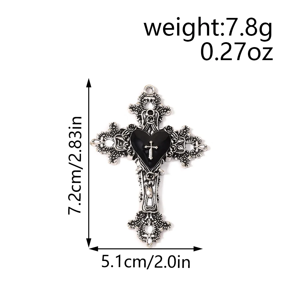 Leslie 5 Stück Gothic Personality Schwarze Herz-Kreuz-Anhänger für Schmuckherstellung Hip-Hop Kreuz-Charms Anhänger Halsketten Zubehör – Detail 5
