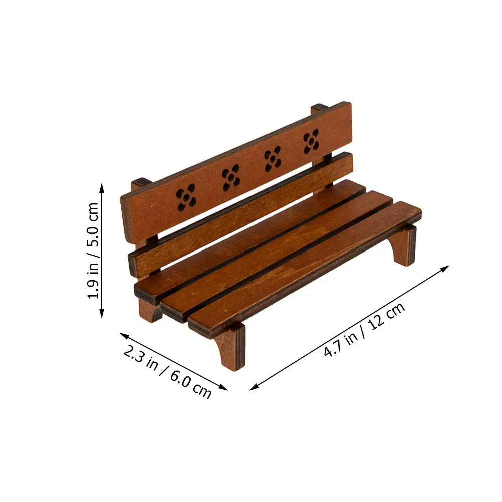 2 stuks bank miniatuur houten bank ornament voor tuin landschap micro scène decor mini huis meubelaccessoires