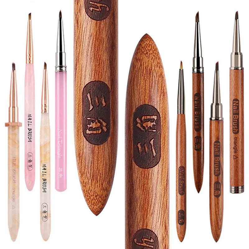 8Style Triangular Petal Nail Brush Acrylic Nail Art Liner Brush Stripes Grid Flower Painting Drawing PenManicure Tools