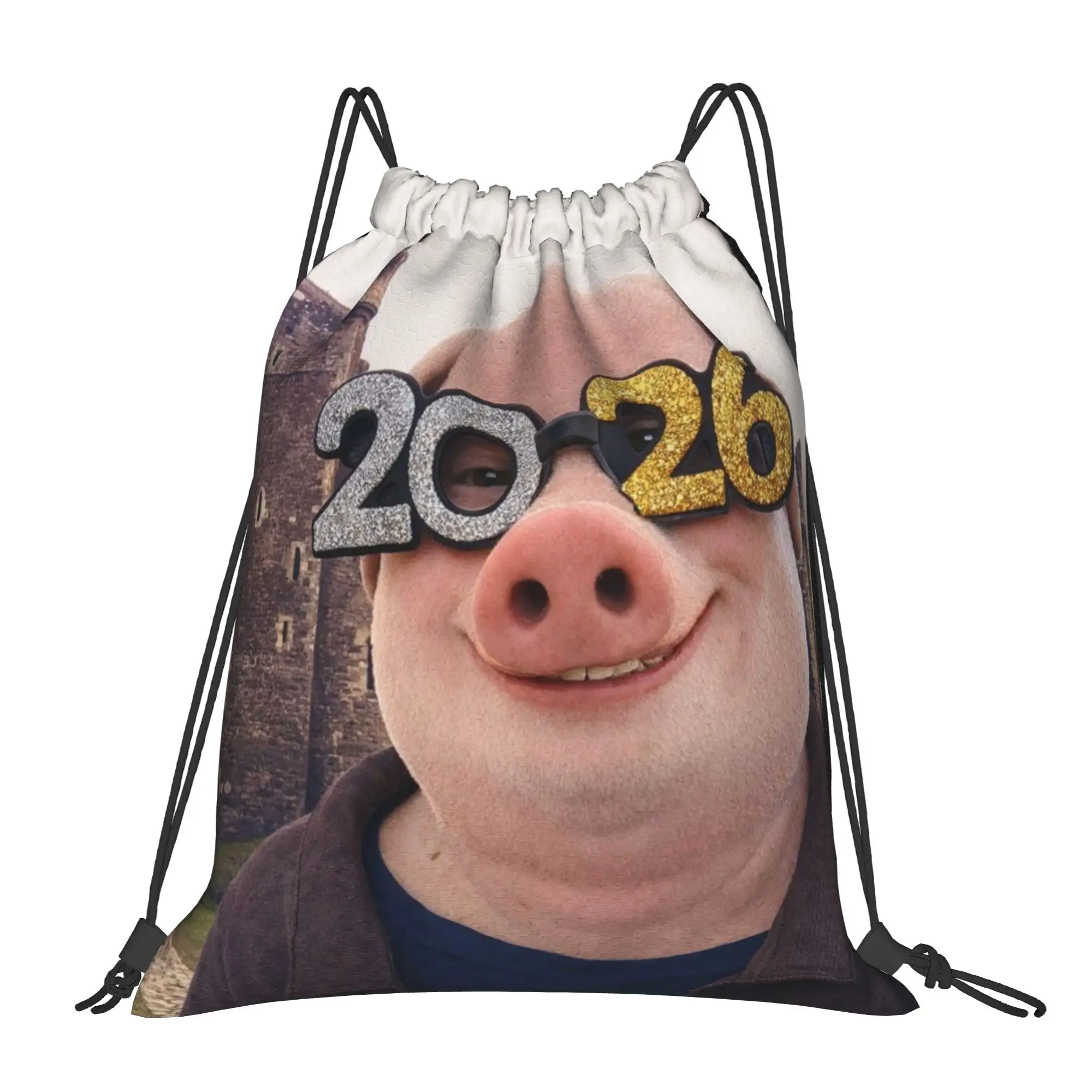 john pork is calling 5 John Pork Multi-function Pocket Men Women Storage Backpack Teenager Travel Bag Print Drawstring Bags