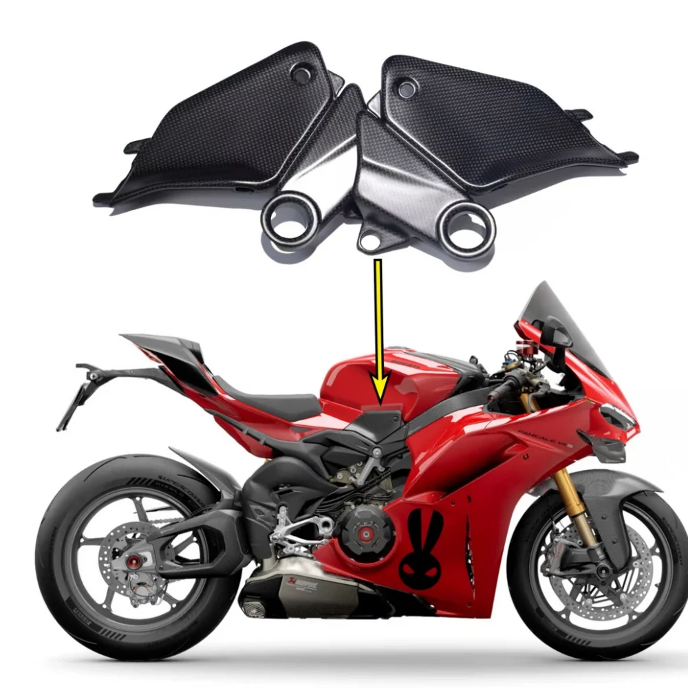 FOR  DUCATI Panigale V4 V4S 2025 3K Dry 100% Carbon Fiber Tank Side Panels Covers Protection Fairing Kit Motorcycle Accessories