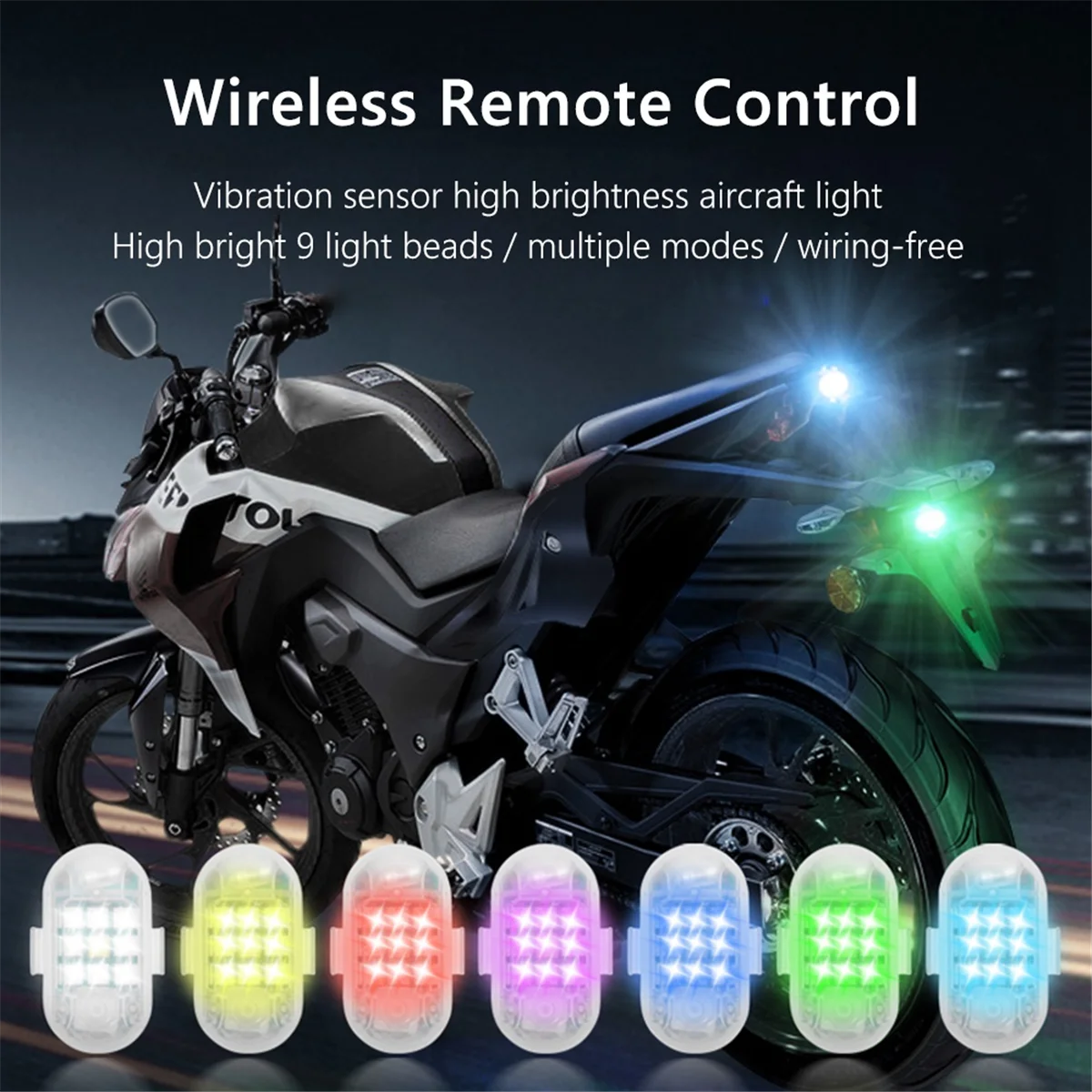 2.4G Wireless Flash Indicator Anti-Collision Remote Control Signal Light 9 Lamp Beads USB Rechargeable