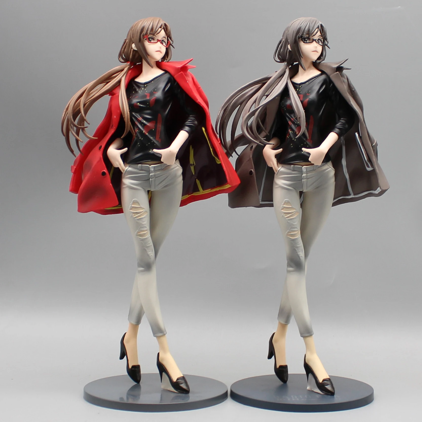 26CM EVANGELION Mari Makinami Illustrious Anime Figure Fashion Dress Up Red Jeans Figurine Model Ayanami Rei Collection Toy Gift