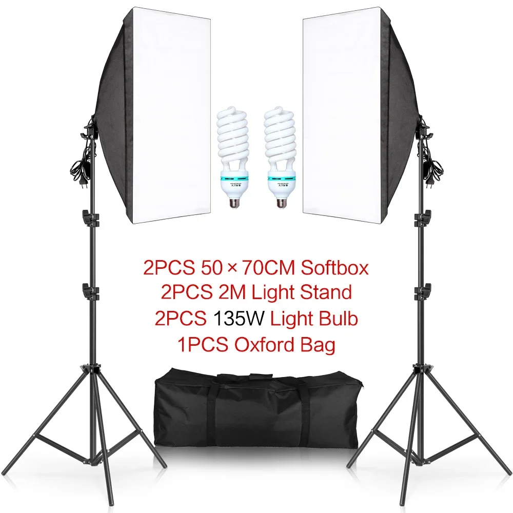 SH 15-135W Bulb Photography Softbox Photo Lighting softbox 2M Tripod E27 Photographic Continuous Light System Photo Studio