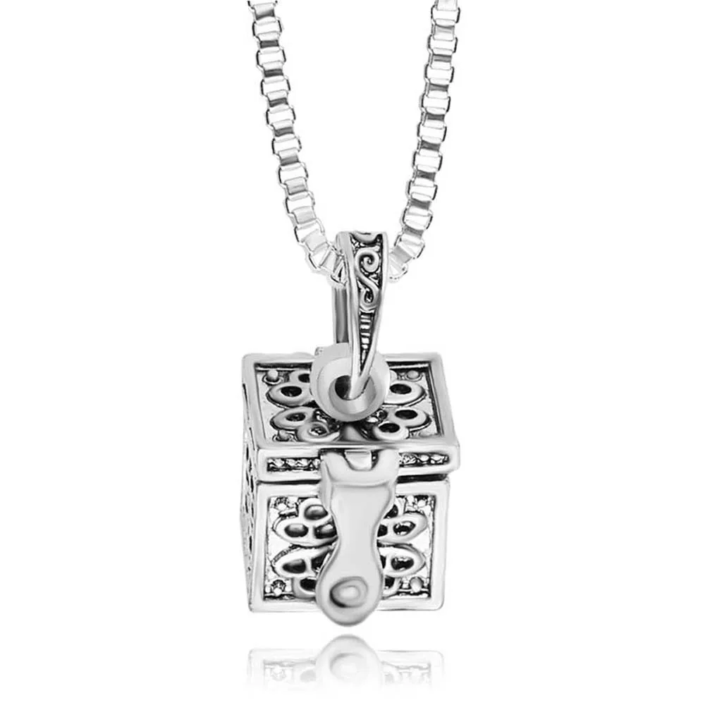 1 pcs Women Men Memorial Openable Keepsake Antique Silver Color Vial Pendant For Ashes Cremation Urn Necklace Jewelry