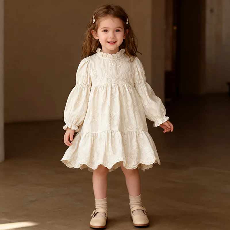 

Girls' Dress Autumn New Baby Long Sleeve Sweet Jacquard Princess Dress Children's Stylish Dress Spring Autumn