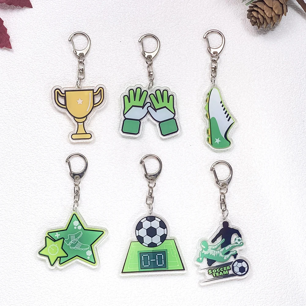6Pcs Football Fans Football Boot Keychain Accessories Acrylic Cute Charms Pendant For Bag Funny Key Holder Backpack Decoration