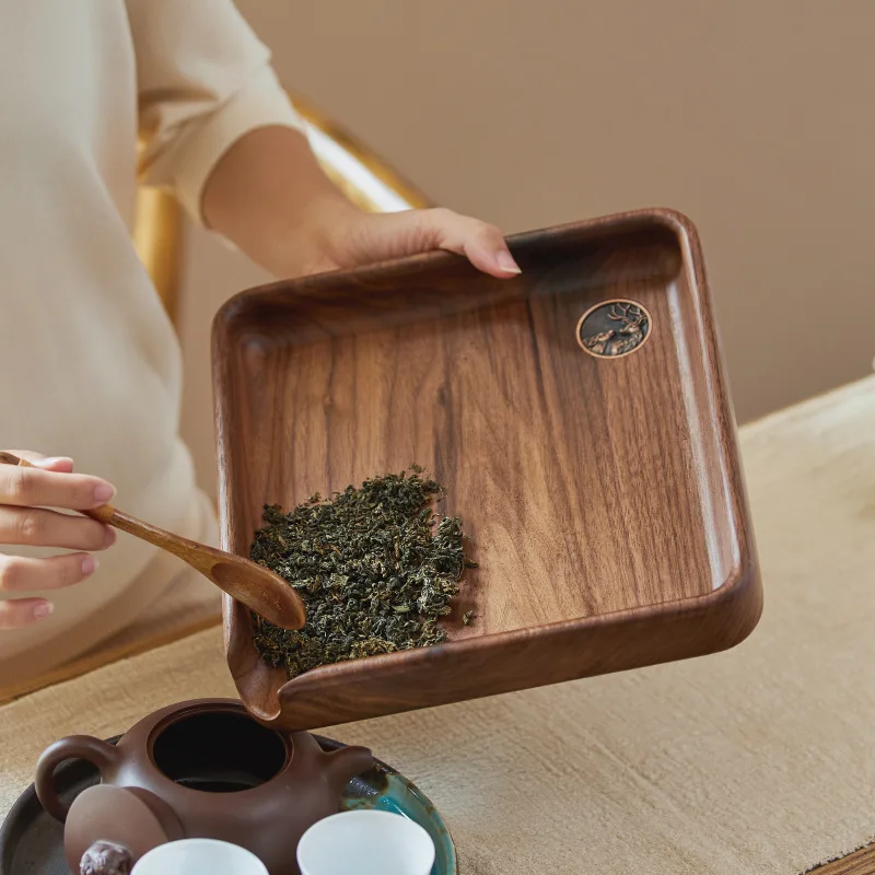 

Black walnut all solid wood tea tray storage box