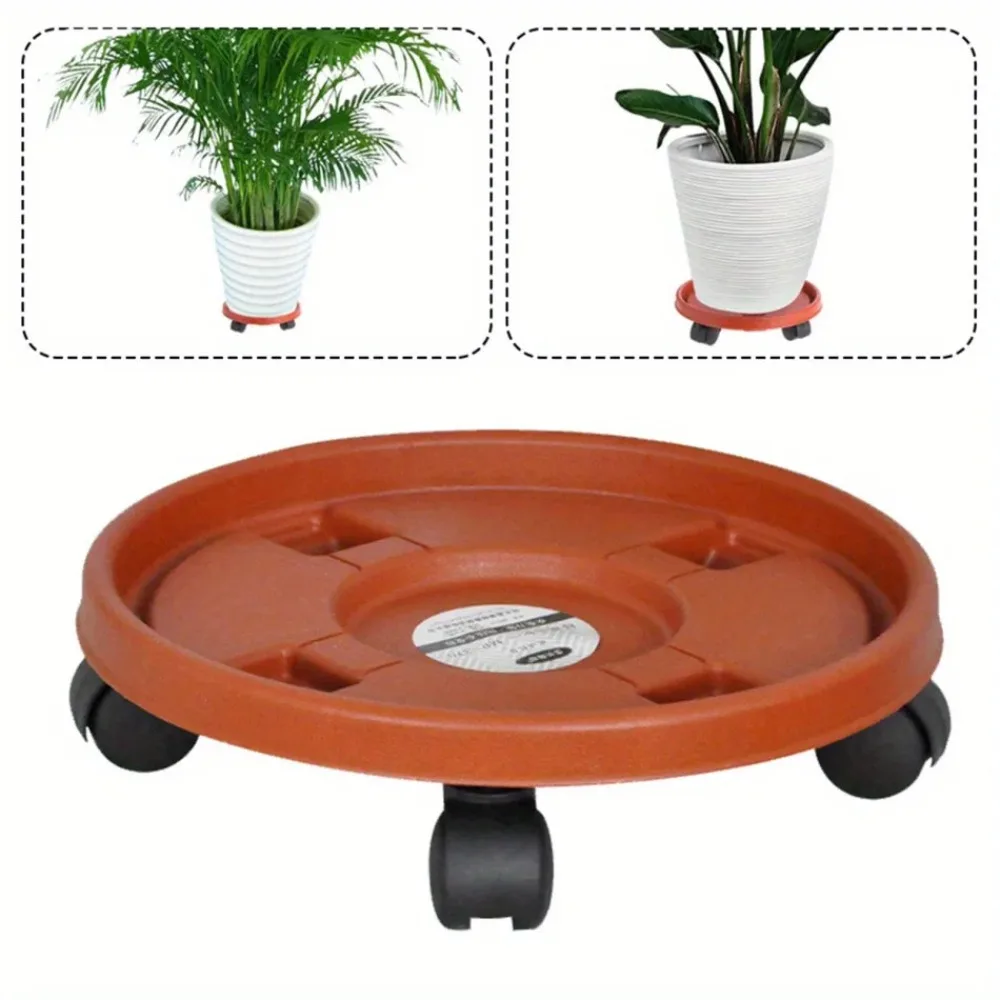 Movable Rolling Flower Pot Rack with Universal Wheel Water Receiving Flower Pot Tray Wide Application Potted Plant