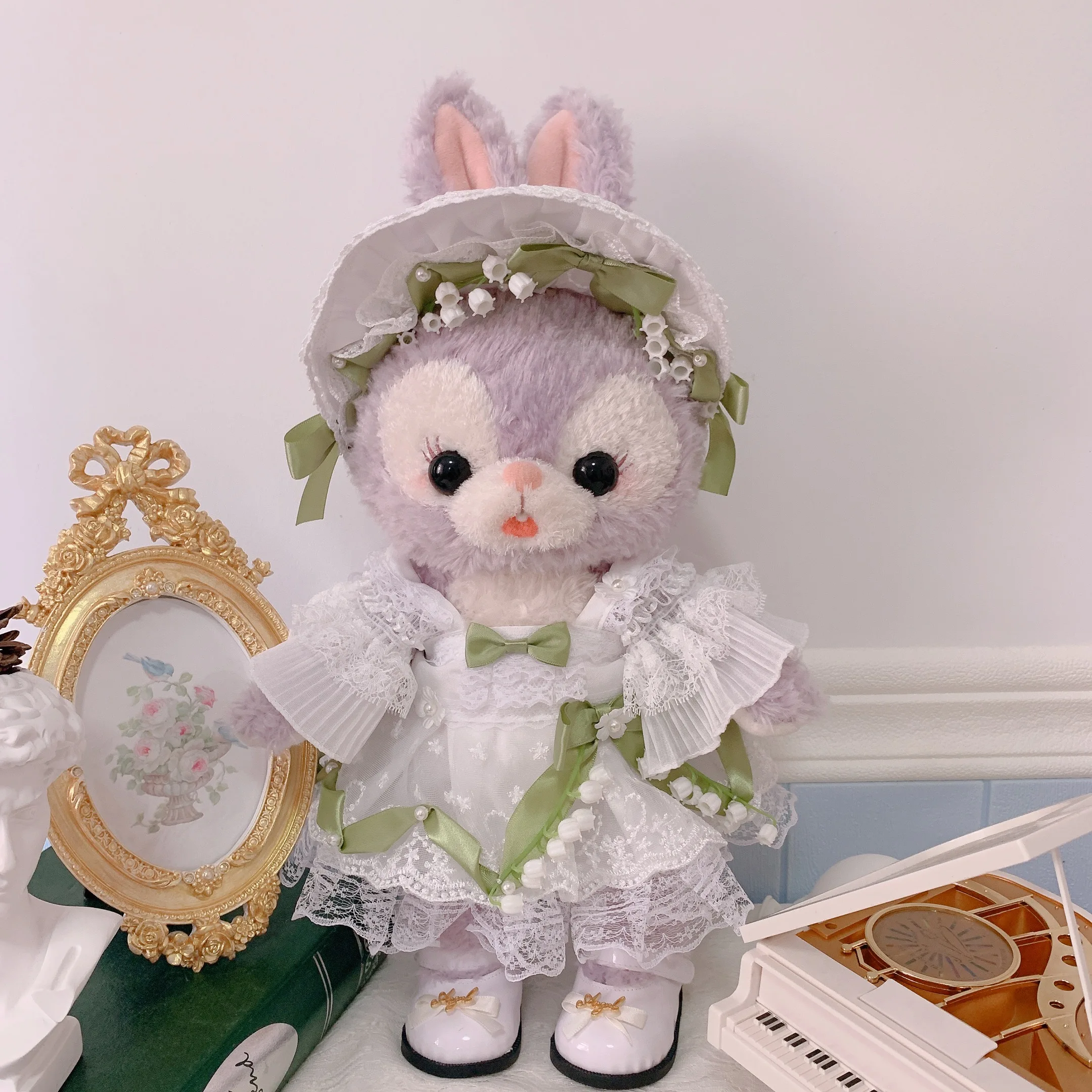 

Duffy's friend's 13 inch S size LinaBell and StellaLou plush doll clothes hand made bell orchid white gauze dress elegant style