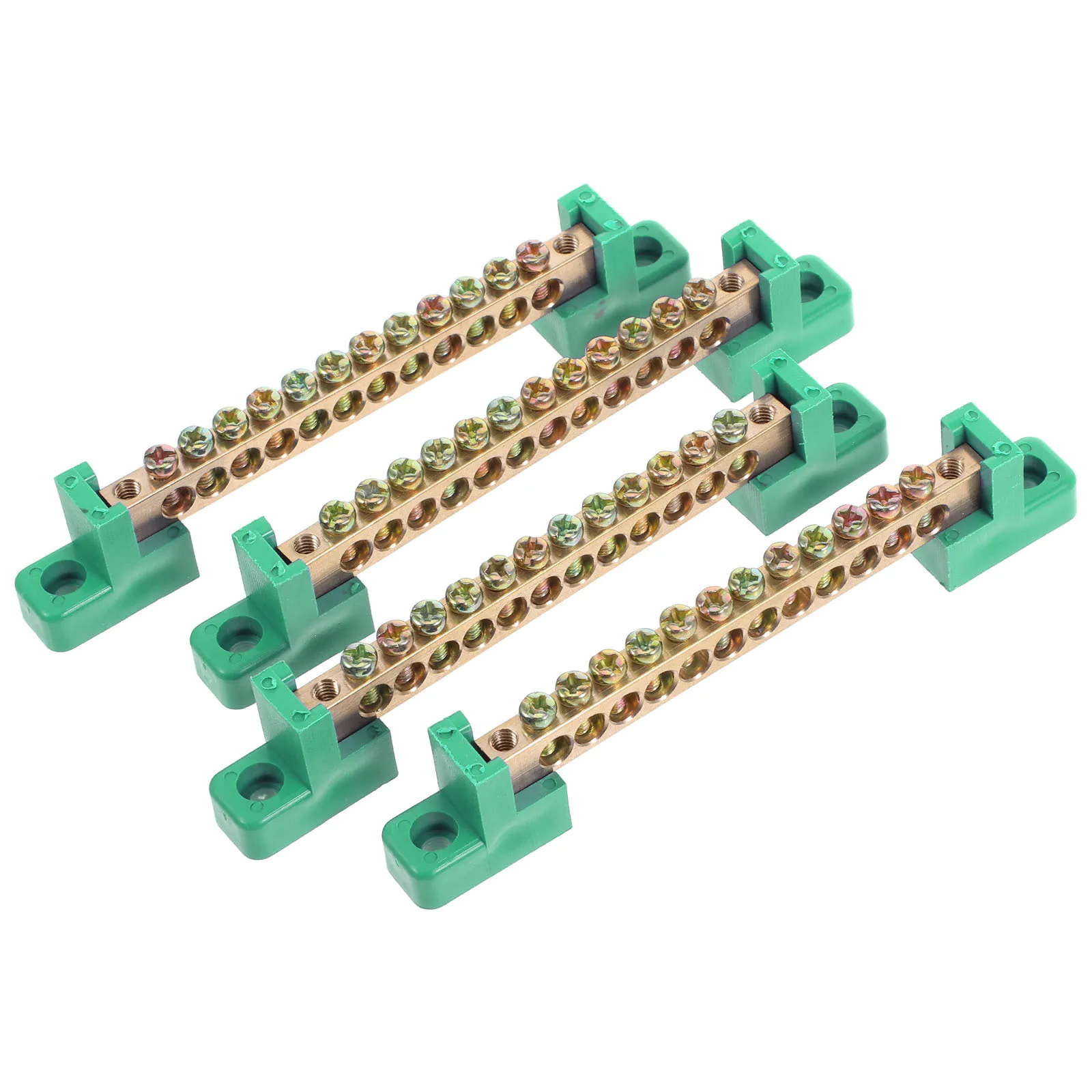 

4pcs Copper Terminal Block 12 Hole Positions Screw Terminal Strip Electrical Connector Grounding Bar For Marine Panel Wiring Use