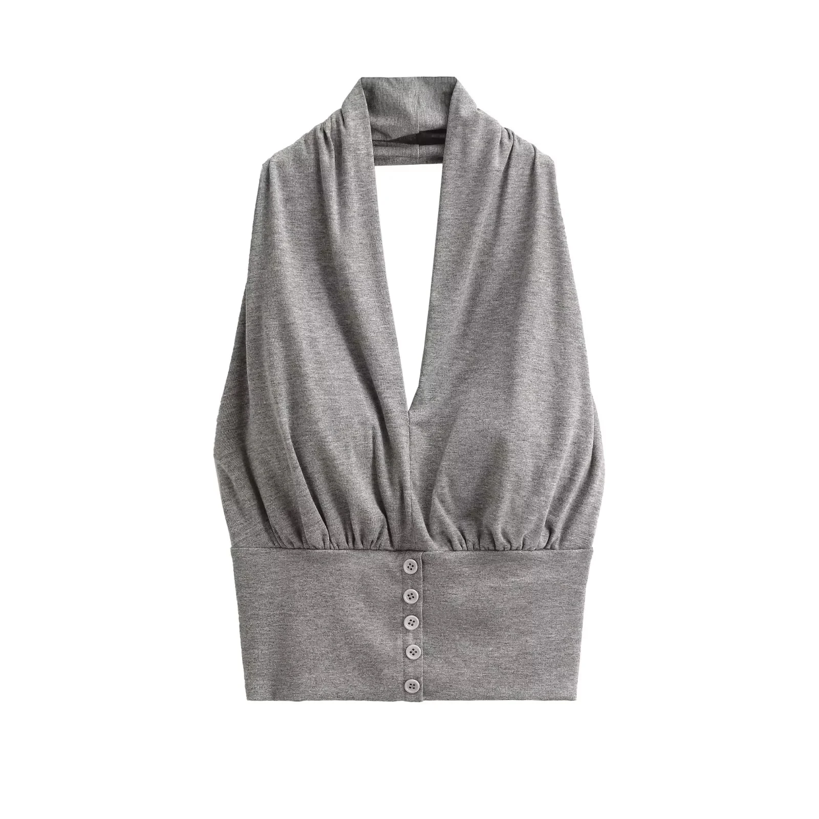 سترة نسائية قصيرة مثيرة بحمالات مع وسادة صدر بقصة ضيقة ملابس خارجية أوروبية على شكل حرف V للسيدات #5