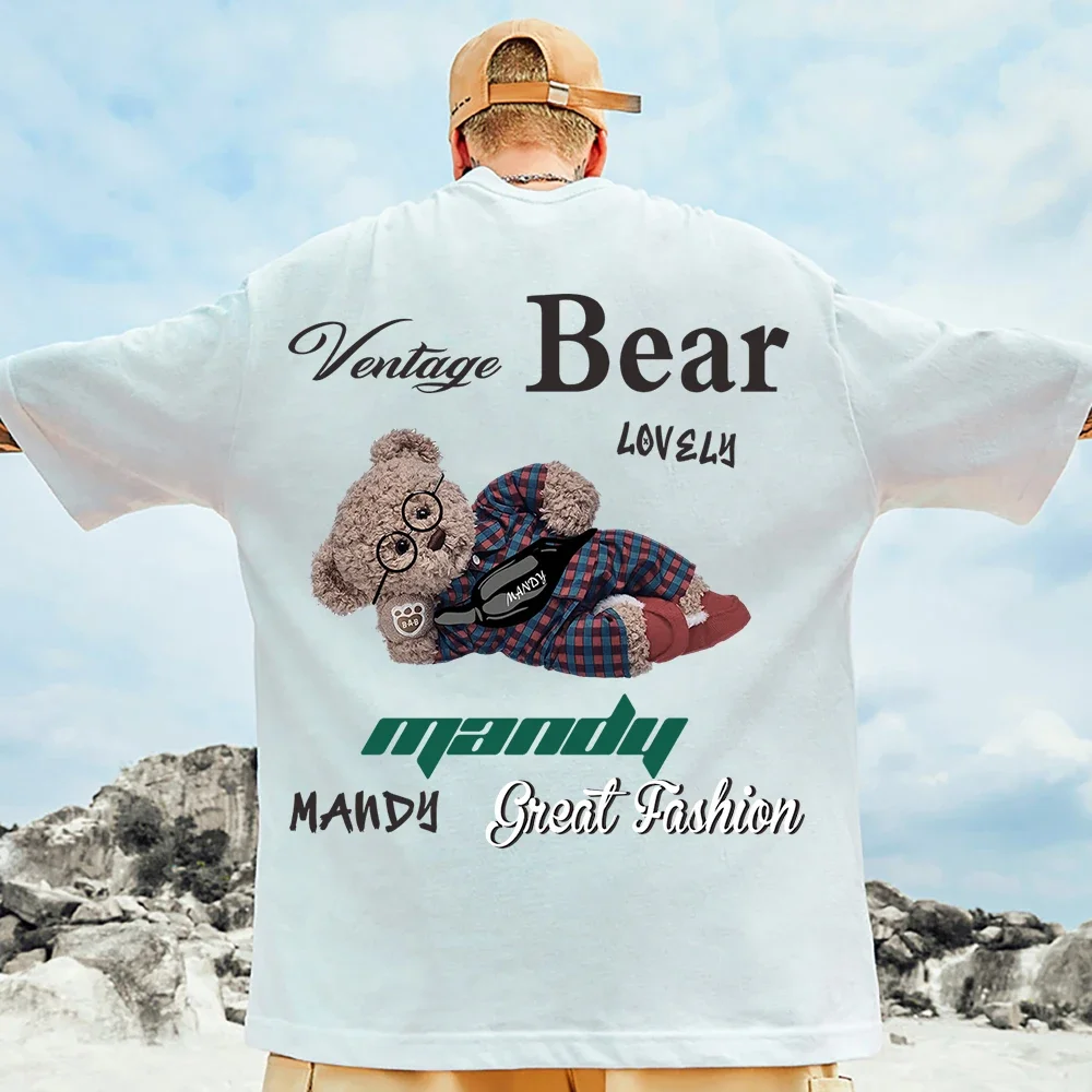 The Teddy Bear Lay Leisurely Mans T Shirts Fitting Funny Tee Shirt Leisure Outdoor Tshirt Pleasure Personality Half Sve