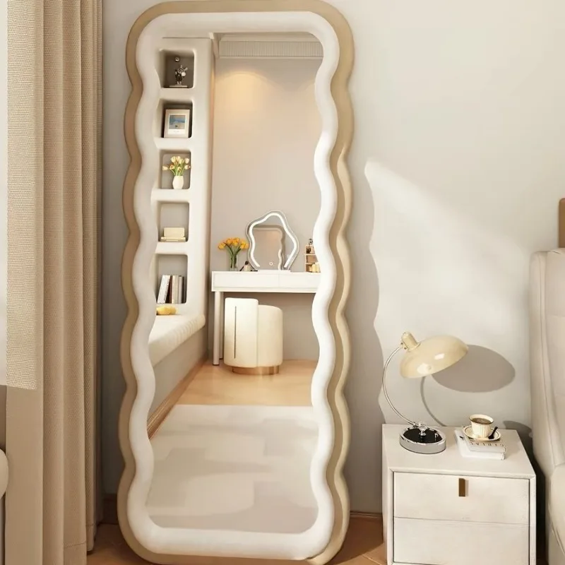 Full-length mirror Internet celebrity floor-to-ceiling mirror Home dressing  Tempered glass flannel fashion fitting