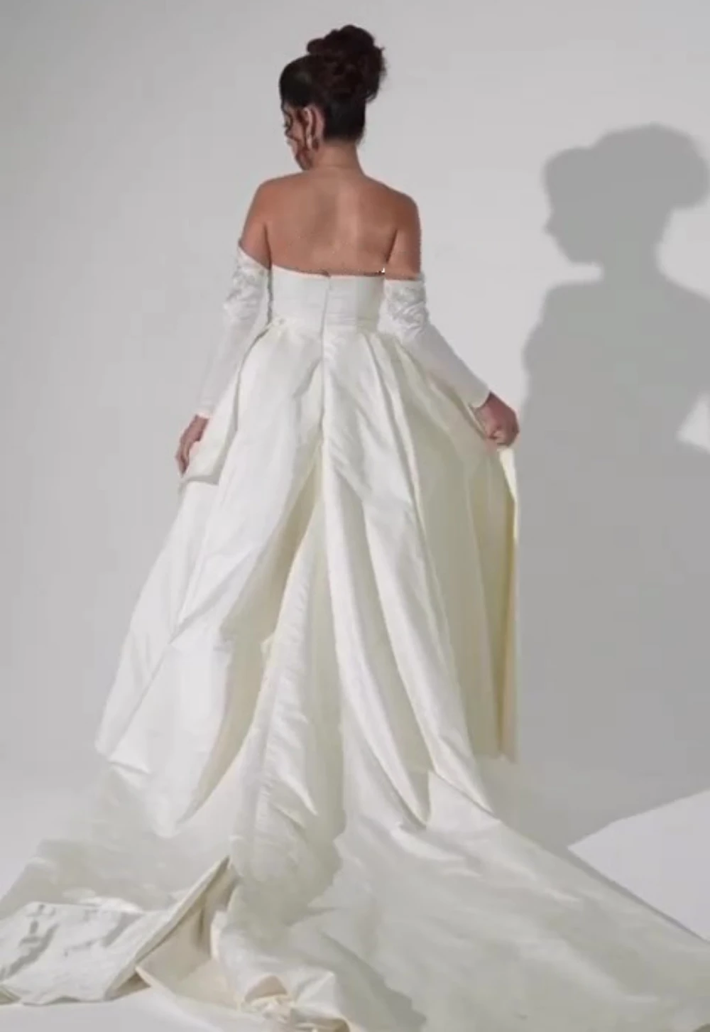 Hochwertige funkelnde exquisite Jersey Pailletten Perlen geraffte A-Linie schulter freie maßge schneiderte Anlass Kleid lange Kleider
