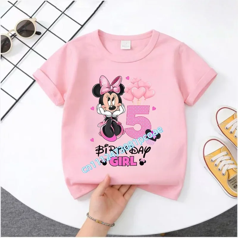 Mickey Mouse Child Birthday Clothes Girl Boy Number T Shirt Cartoon Print Kids Tee Baby Top Summer Infant Cute Short Sleeve Gift view 2