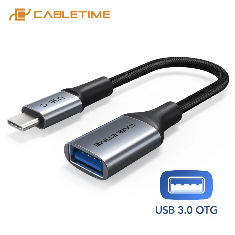 Cabletime USB C OTG Cable Type C Male To USB Female Adapter 5GBPS Transmission Fast Charge Cable For Xiaomi mix 3 Huawei C380