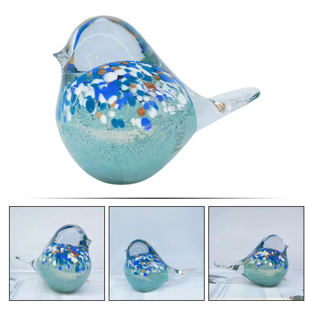 

Creative Desktop Glass Bird Ornament Colorful Unique Design Exquisite Craft Stable Flat Bottom Compact Size Gift