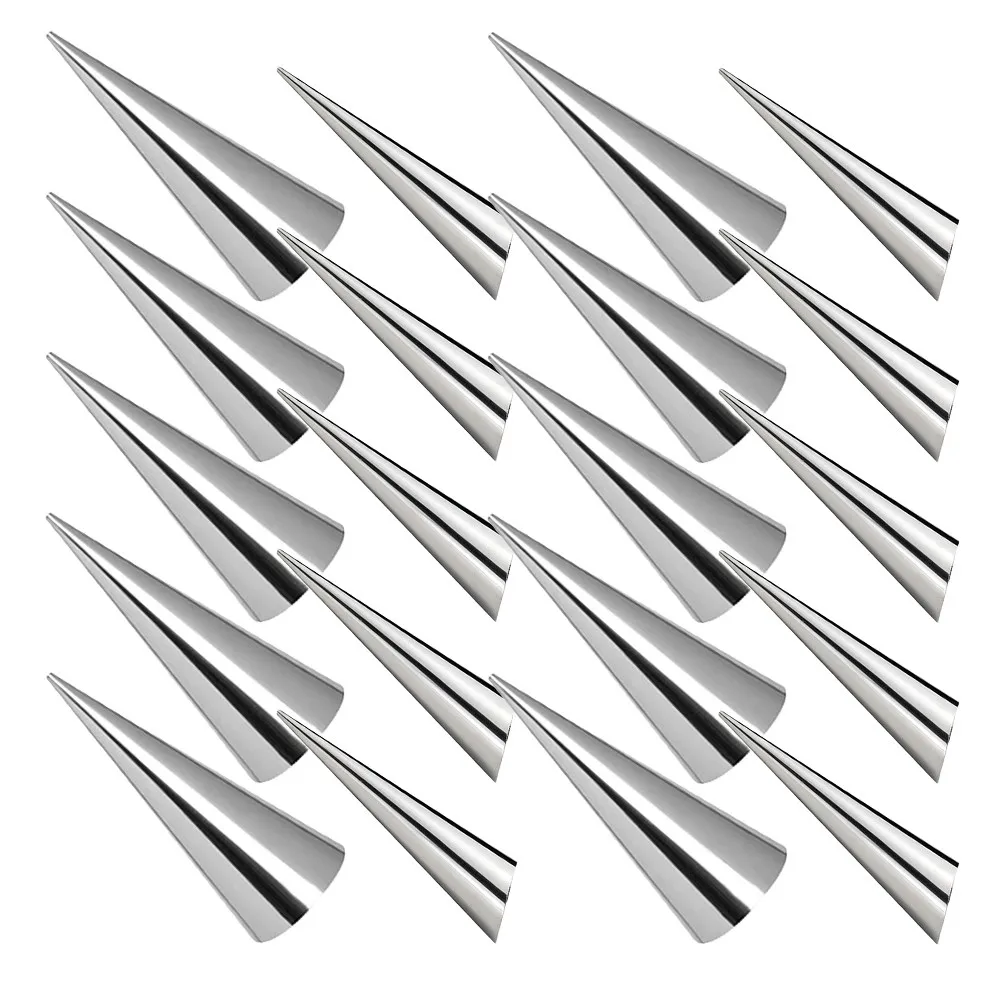 20Pcs Stainless Steel Croissant Baking Molds Conical Shaped Non-Stick Metal Horn Forms for Croissant Making Pastry Dough Roll