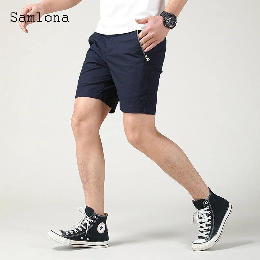 2024 Stylish simplicity Men Fashion Zipper Pockets Shorts Men's Cargo Bottom Royal Blue Casual Classic Simple Beach Shorts New