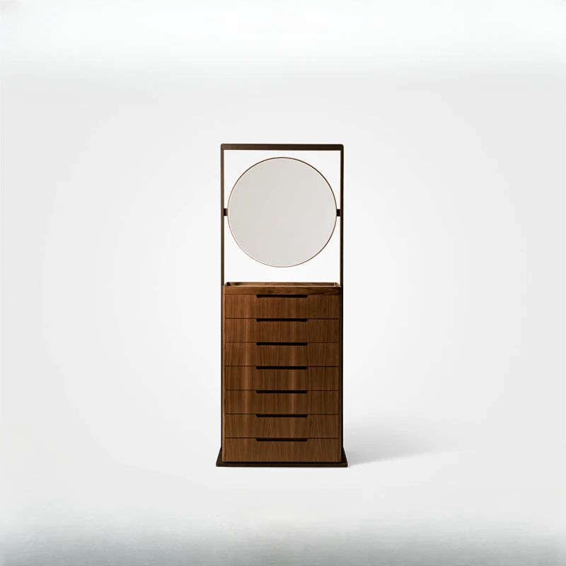 Locker with mirror chest cabinet household walnut designer cabinet