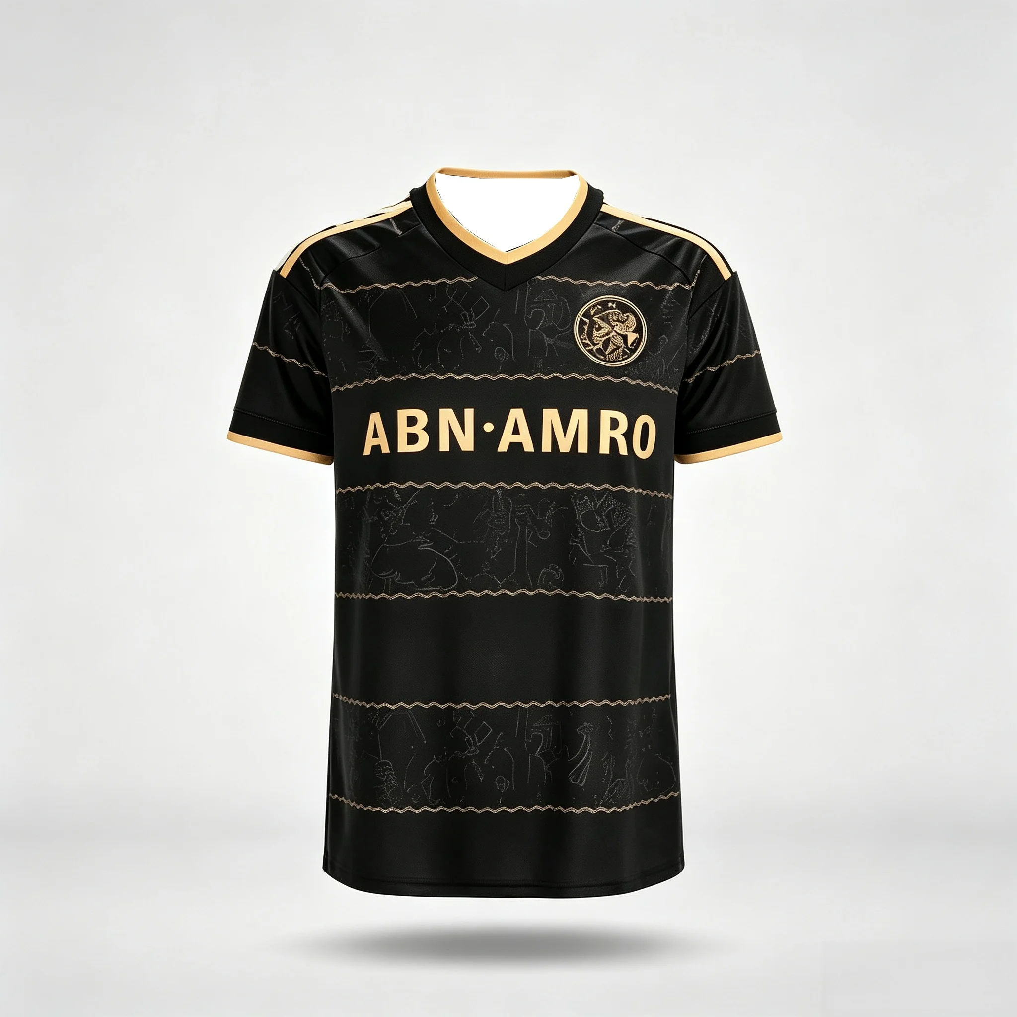 Ajax Retro Fußballtrikot Herren Marineblau Gold Kurzarm Fußballshirt Vintage Fußballfan-Trikot Familien-Partnerlook – Detail 6